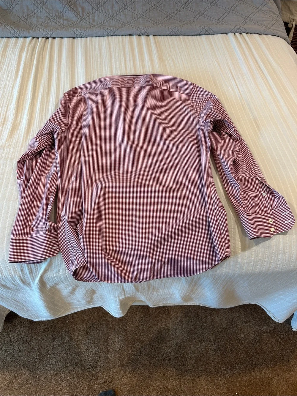 Banana Republic Red and White Micro-Check Dress Shirt